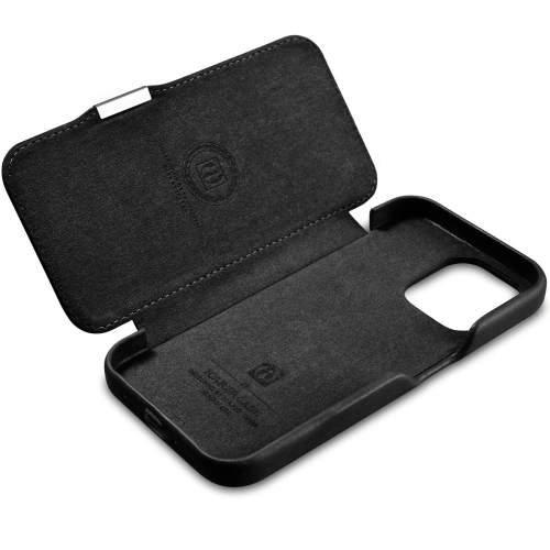 Kup Etui iCarer Curved Edge Oil Wax Real Leather Folio Case MagSafe Apple iPhone 15 černé - ICR490 - {ean13} - Sklep Home Screen