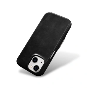 Kup Etui iCarer Curved Edge Oil Wax Real Leather Folio Case MagSafe Apple iPhone 15 czarne - ICR490 - {ean13} - Sklep Home Screen