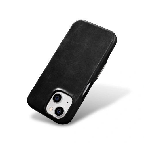 Kup Etui iCarer Curved Edge Oil Wax Real Leather Folio Case MagSafe Apple iPhone 15 czarne - ICR490 - {ean13} - Sklep Home Screen