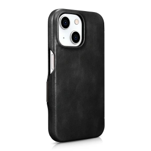 Kup Etui iCarer Curved Edge Oil Wax Real Leather Folio Case MagSafe Apple iPhone 15 černé - ICR490 - {ean13} - Sklep Home Screen