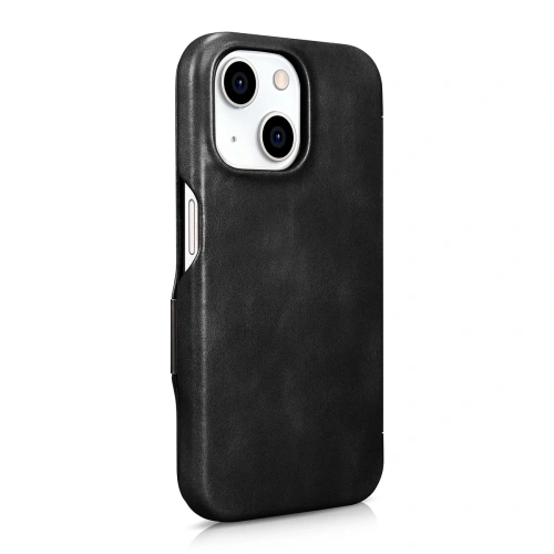 Kup Etui iCarer Curved Edge Oil Wax Real Leather Folio Case MagSafe Apple iPhone 15 czarne - ICR490 - {ean13} - Sklep Home Screen