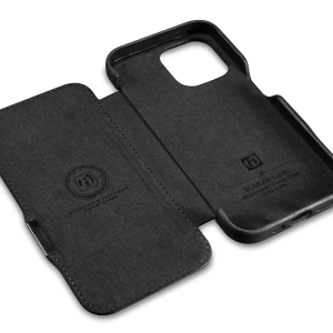 Kup Etui iCarer Curved Edge Oil Wax Real Leather Folio Case MagSafe Apple iPhone 15 černé - ICR490 - {ean13} - Sklep Home Screen