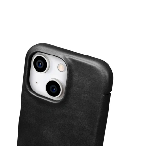 Kup Etui iCarer Curved Edge Oil Wax Real Leather Folio Case MagSafe Apple iPhone 15 černé - ICR490 - {ean13} - Sklep Home Screen