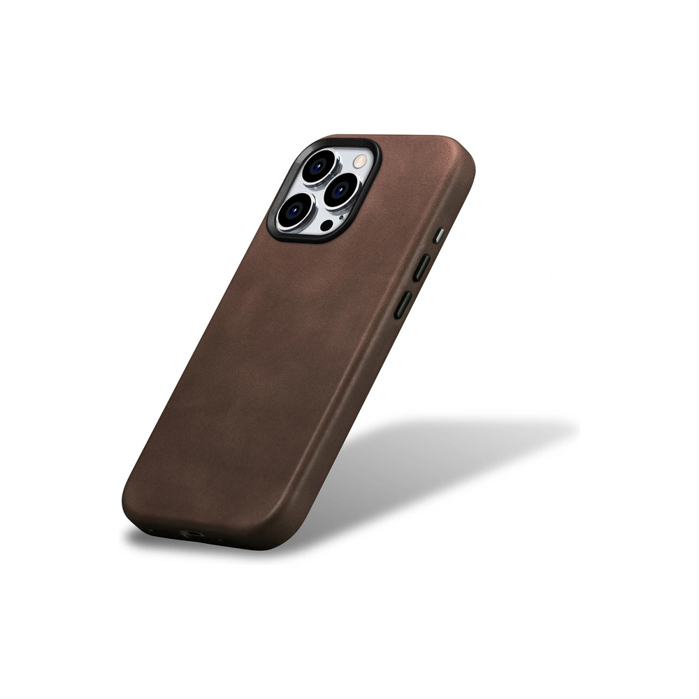 Etui iCarer Oil Wax Premium Leather MagSafe Apple iPhone 15 Pro Max brązowe