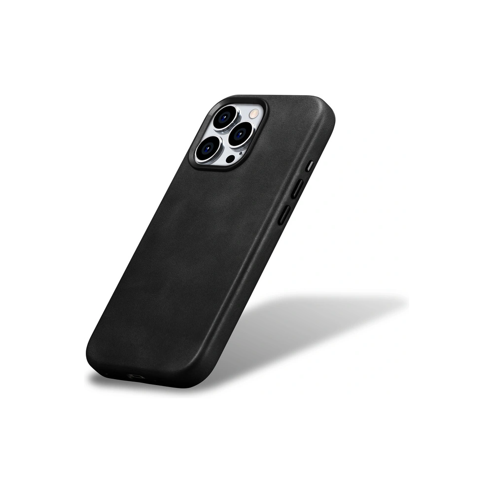 Etui iCarer Oil Wax Premium Leather MagSafe Apple iPhone 15 Pro Max czarne