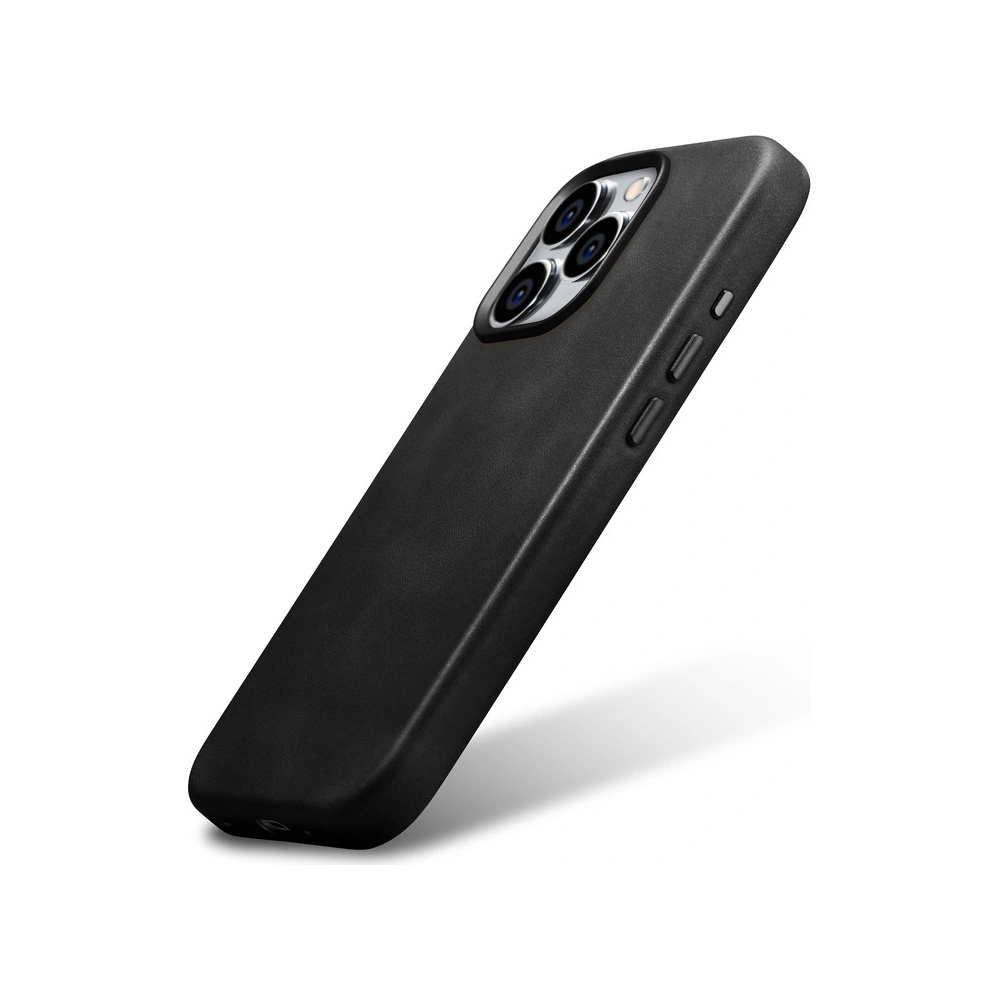 Etui iCarer Oil Wax Premium Leather MagSafe Apple iPhone 15 Pro Max czarne