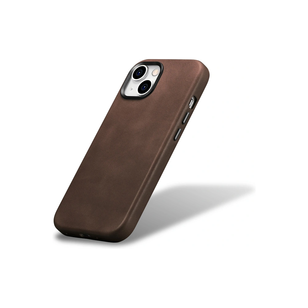Etui iCarer Oil Wax Premium Leather MagSafe Apple iPhone 15 Plus / 14 Plus brązowe