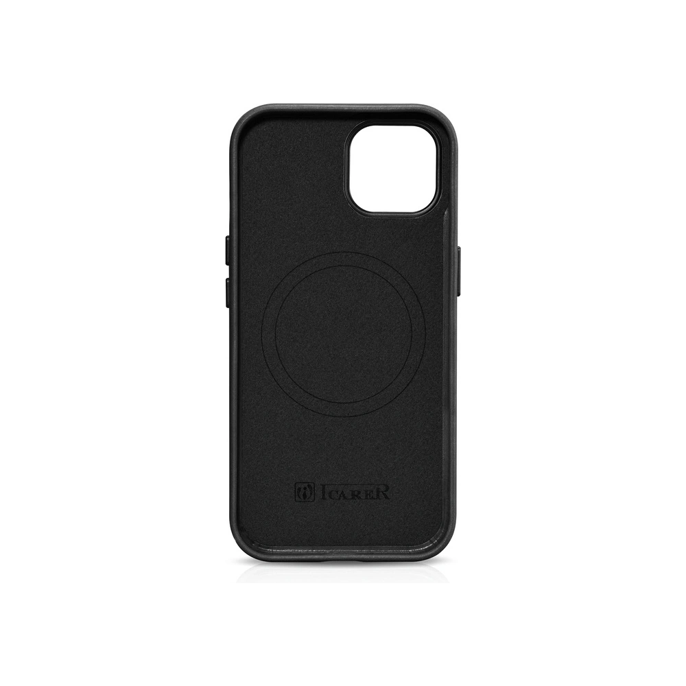 Etui iCarer Oil Wax Premium Leather MagSafe Apple iPhone 15 Plus / 14 Plus czarne