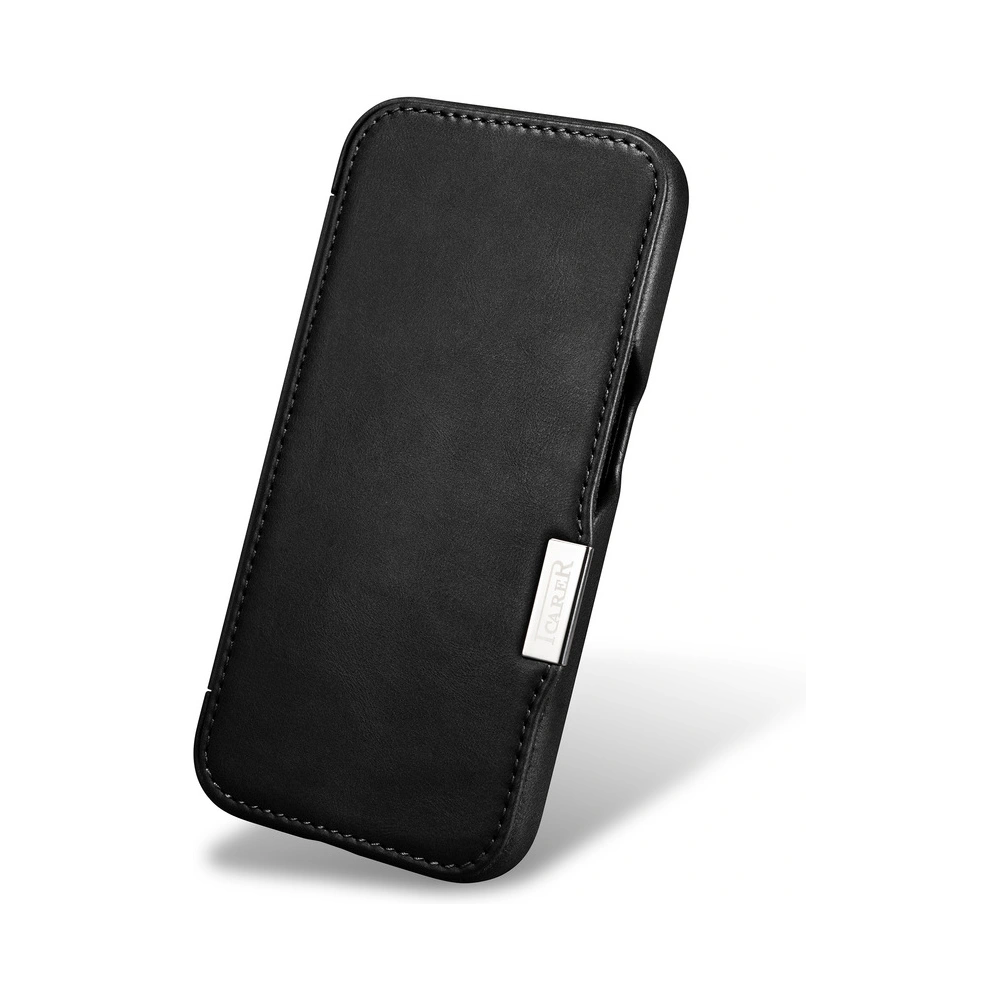 Etui iCarer Oil Wax Premium Leather MagSafe Apple iPhone 15 Plus / 14 Plus czarne