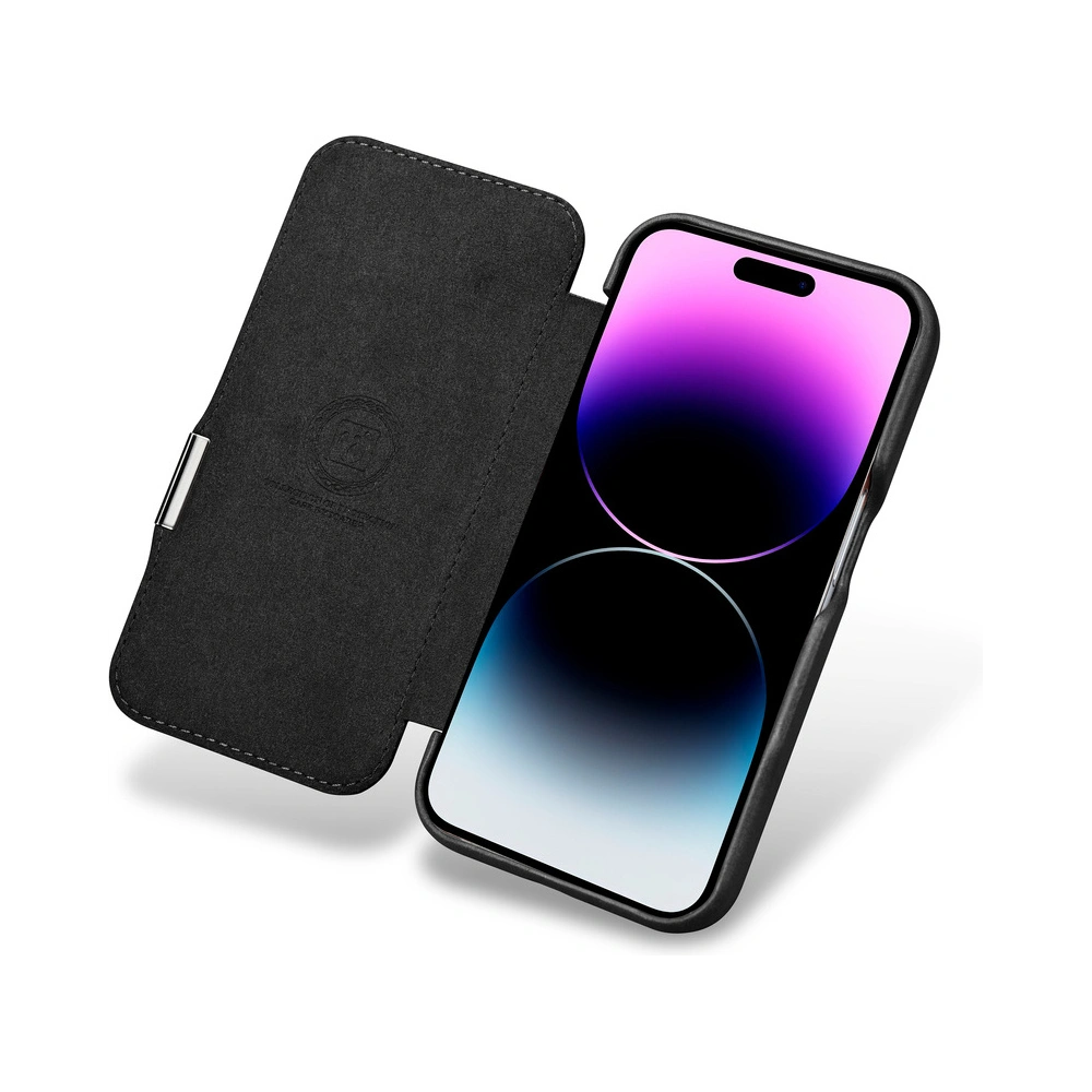 Etui iCarer Oil Wax Premium Leather MagSafe Apple iPhone 15 Plus / 14 Plus czarne