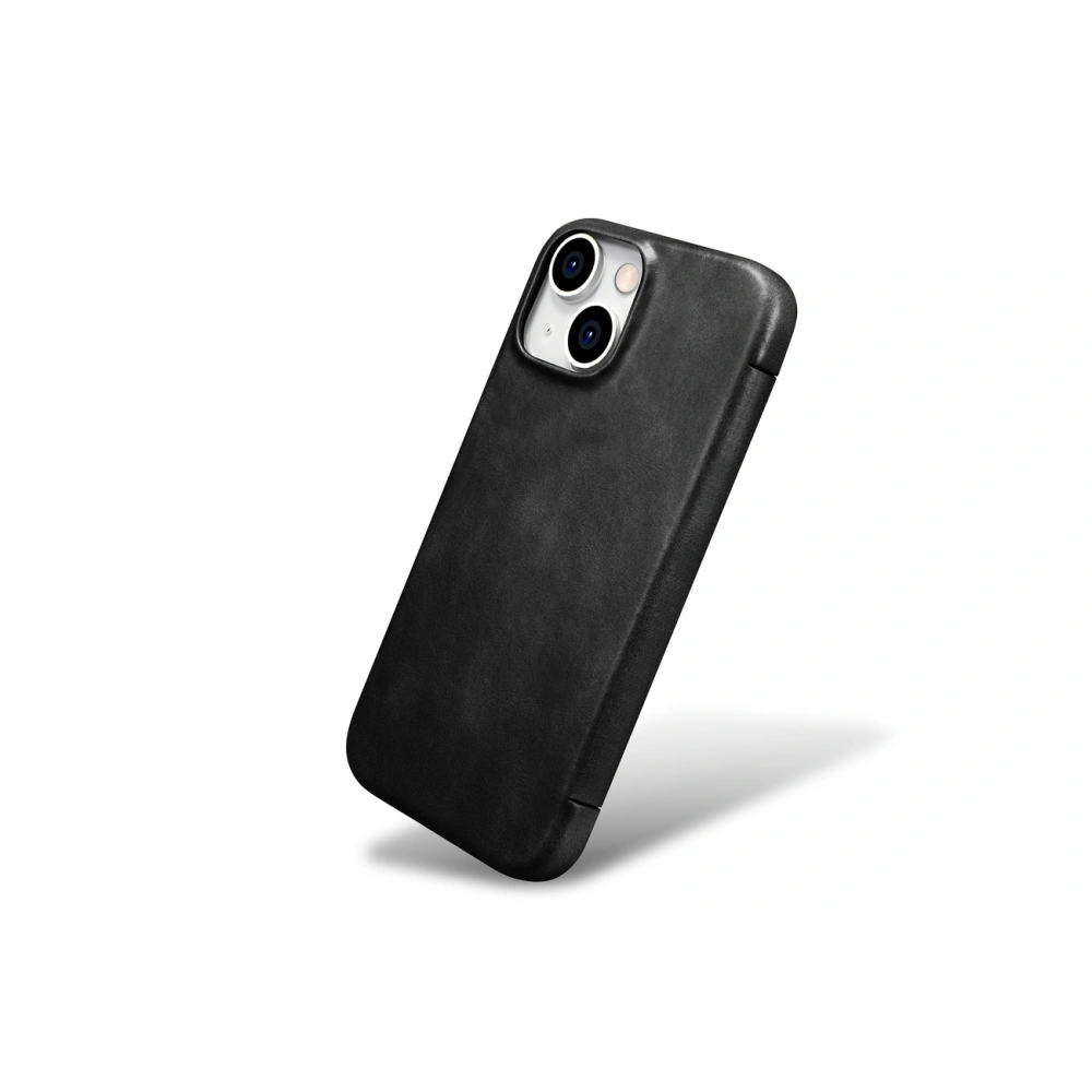 Etui iCarer Oil Wax Premium Leather MagSafe Apple iPhone 15 czarne