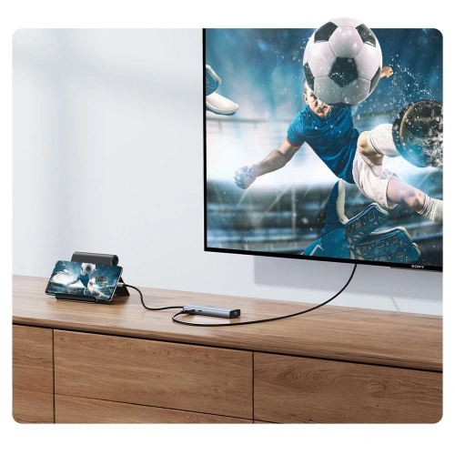Kup UGREEN CM511 Hub 5in1 Adapter, USB-C zu HDMI 1.4, 3xUSB-A, USB-C, PD, 100W (grau) - UGR1678 - {ean13} - Sklep Home Screen