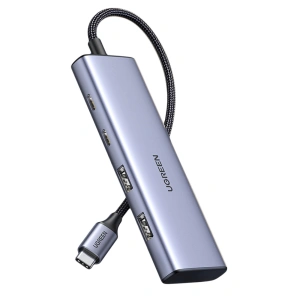 Adapter UGREEN CM473 Hub USB-C do 2xUSB-A, 2xUSB-C, 20 cm (szary)