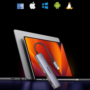 Adapter UGREEN CM473 Hub USB-C do 2xUSB-A, 2xUSB-C, 20 cm (szary)