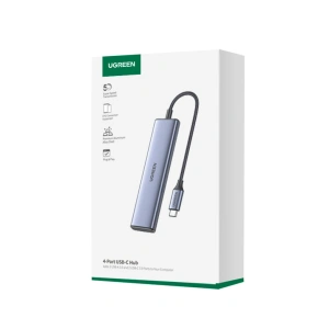 Adapter UGREEN CM473 Hub USB-C do 2xUSB-A, 2xUSB-C, 20 cm (szary)