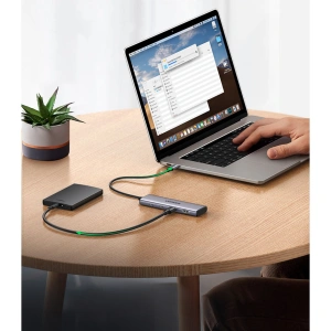 Adapter UGREEN CM473 Hub USB-C do 2xUSB-A, 2xUSB-C, 20 cm (szary)