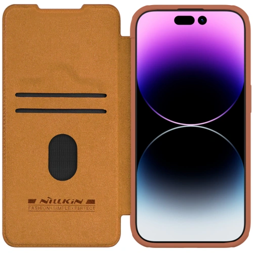 Buy Nillkin Qin Leather Pro with camera cover Apple iPhone 15 Pro Max brown - NLK1174 - {ean13} - Home Screen Store Europe