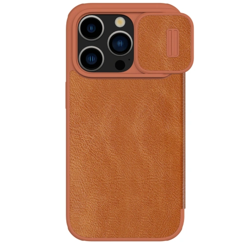 Buy Nillkin Qin Leather Pro with camera cover Apple iPhone 15 Pro Max brown - NLK1174 - {ean13} - Home Screen Store Europe