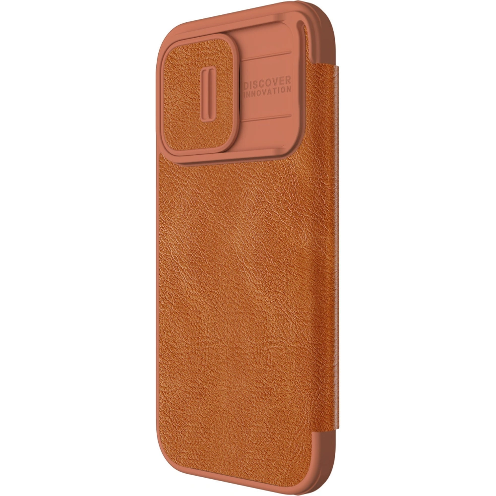 Etui z klapką Nillkin Qin Leather Pro z osłoną aparatu Apple iPhone 15 Pro Max brązowe