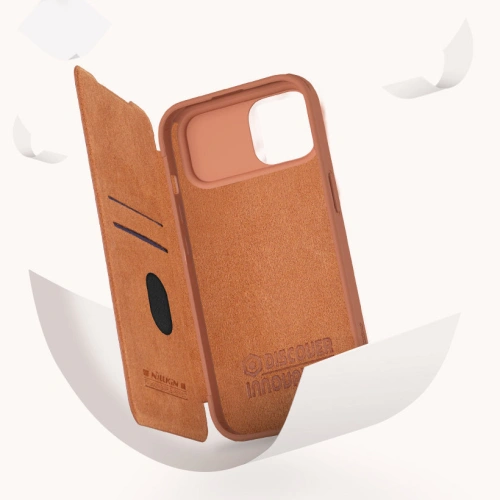 Buy Nillkin Qin Leather Pro with camera cover Apple iPhone 15 Pro Max brown - NLK1174 - {ean13} - Home Screen Store Europe