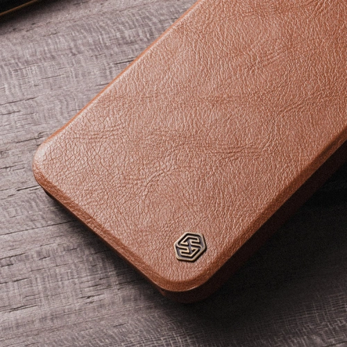 Buy Nillkin Qin Leather Pro with camera cover Apple iPhone 15 Pro Max brown - NLK1174 - {ean13} - Home Screen Store Europe