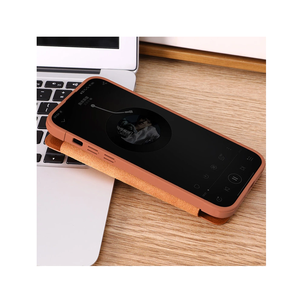 Etui z klapką Nillkin Qin Leather Pro z osłoną aparatu Apple iPhone 15 Pro Max brązowe