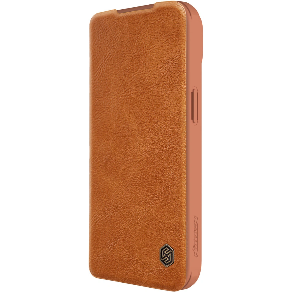 Etui z klapką Nillkin Qin Leather Pro z osłoną aparatu Apple iPhone 15 Plus / 14 Plus brązowe
