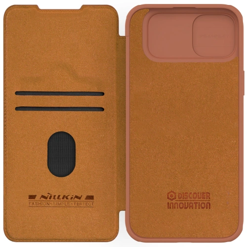 Kup Etui z klapką Nillkin Qin Leather Pro z osłoną aparatu Apple iPhone 15 Plus / 14 Plus hnědé - NLK1176 - {ean13} - Sklep Home Screen