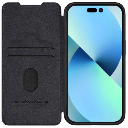 Kup Etui z klapką Nillkin Qin Leather Pro z osłoną aparatu Apple iPhone 15 Plus / 14 Plus fekete - NLK1177 - {ean13} - Sklep Home Screen