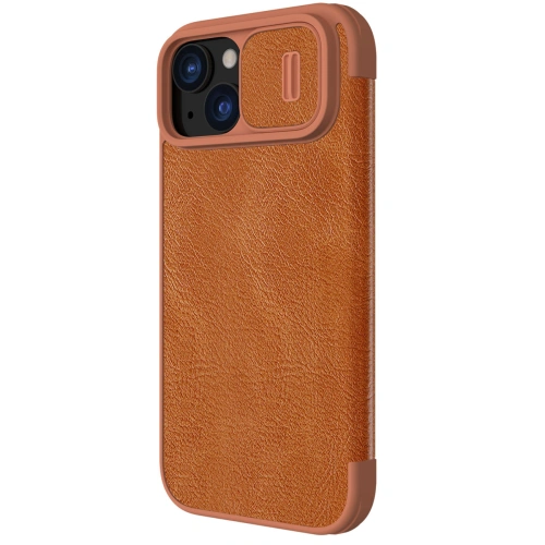 Kup Etui z klapką Nillkin Qin Leather Pro z osłoną aparatu Apple iPhone 15 brązowe - NLK1180 - {ean13} - Sklep Home Screen