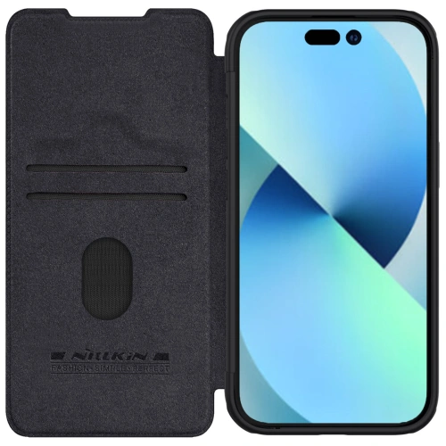 Kup Etui z klapką Nillkin Qin Leather Pro z osłoną aparatu Apple iPhone 15 fekete - NLK1181 - {ean13} - Sklep Home Screen