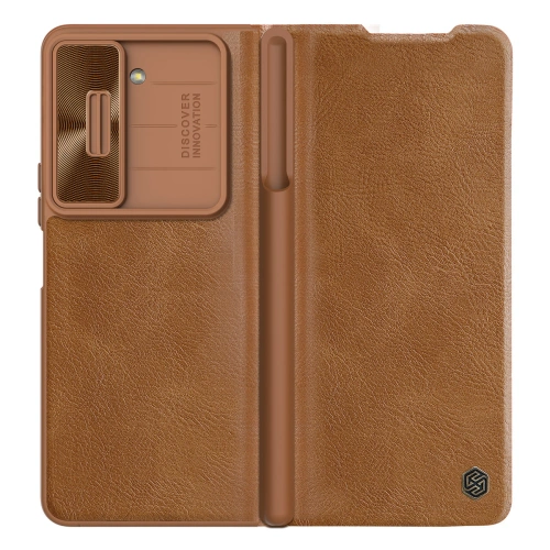 Kup Etui z klapką Nillkin Qin Leather Pro z osłoną aparatu Samsung Galaxy Z Fold 5 brązowe - NLK1182 - {ean13} - Sklep Home Screen