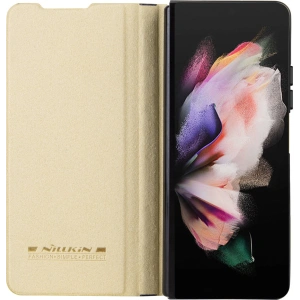 Kup Nillkin Samsung Flip caz Qin piele Pro cu camera capac Galaxy Z Fold 5 aur - NLK1183 - {ean13} - Sklep Home Screen