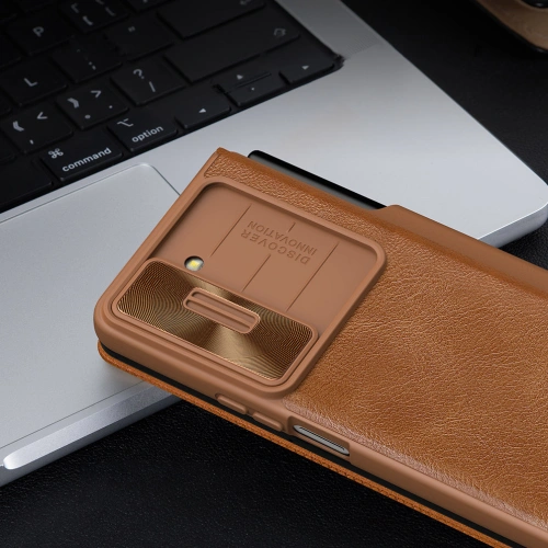Kup Etui z klapką Nillkin Qin Leather Pro z osłoną aparatu Samsung Galaxy Z Fold 5 złote - NLK1183 - {ean13} - Sklep Home Screen