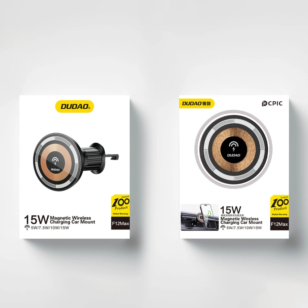 Uchwyt samochodowy magnetyczny Dudao F12MAX z ładowarką indukcyjną na kratkę wentylacyjną MagSafe 15W czarny