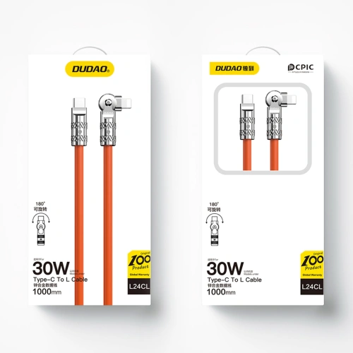 Kup Sarokkábel Dudao L24CL USB-C / Lightning 30W, 1m narancssárga - DDA287 - {ean13} - Sklep Home Screen