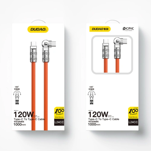 Kup Dudao Cablu unghiular L24CC USB-C / USB-C 120W, 1m portocaliu - DDA288 - {ean13} - Sklep Home Screen