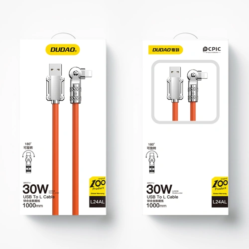 Kup Dudao Cablu unghiular L24AL USB-A / Lightning 30W, 1 m portocaliu - DDA289 - {ean13} - Sklep Home Screen