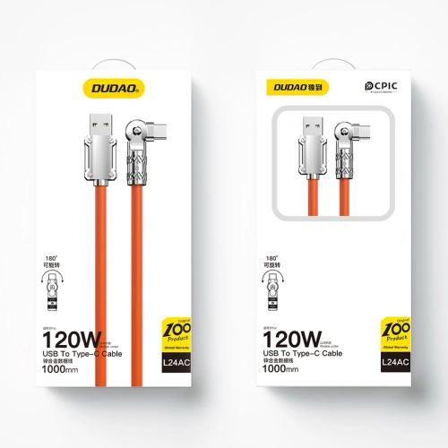 Kup Kabel kątowy Dudao L24AC USB-A / USB-C 120W, 1m pomarańczowy - DDA290 - {ean13} - Sklep Home Screen