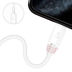 Kup Dudao Cablu L6W USB-C / Lightning 30W, PD, 1m alb - DDA291 - {ean13} - Sklep Home Screen