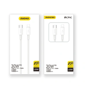 Kup Dudao Cablu L6W USB-C / Lightning 30W, PD, 1m alb - DDA291 - {ean13} - Sklep Home Screen