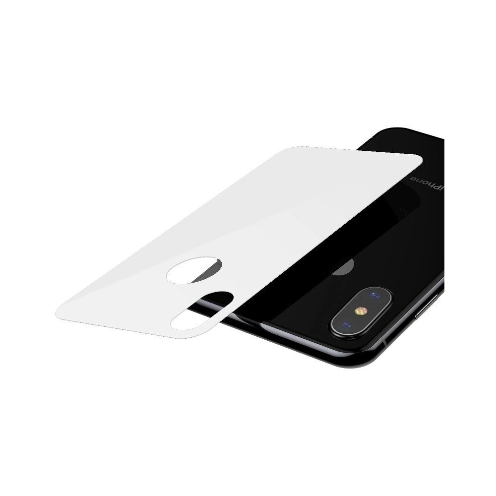 Szkło hartowane Baseus 0.3mm na tył obudowy iPhone X / XS - białe