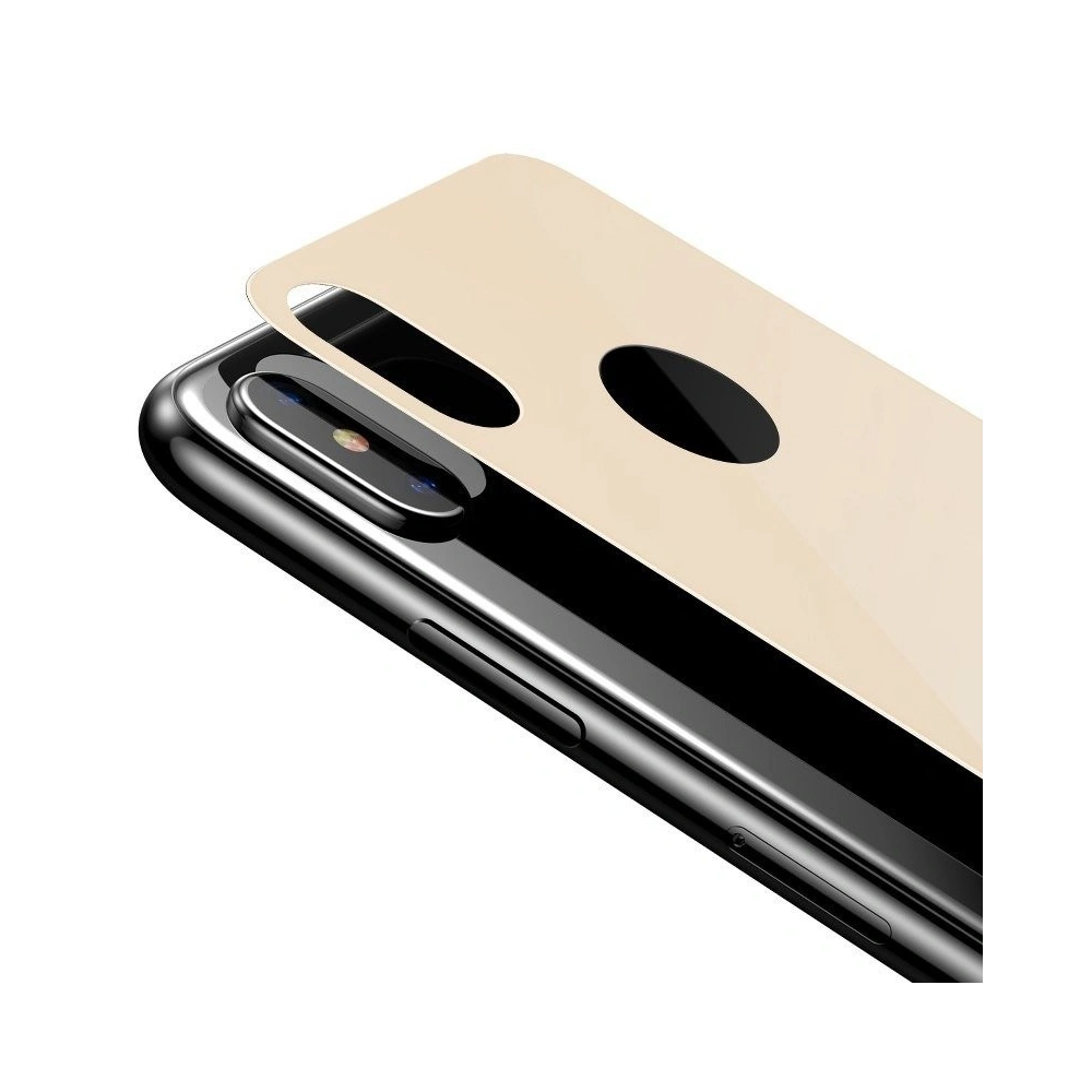 Szkło hartowane Baseus 0.3mm na tył obudowy iPhone X / XS - złote