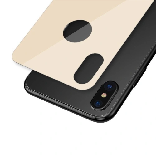 Kup Szkło hartowane Baseus 0.3mm na tył obudowy iPhone X / XS - złote - BSU215GLD - {ean13} - Sklep Home Screen
