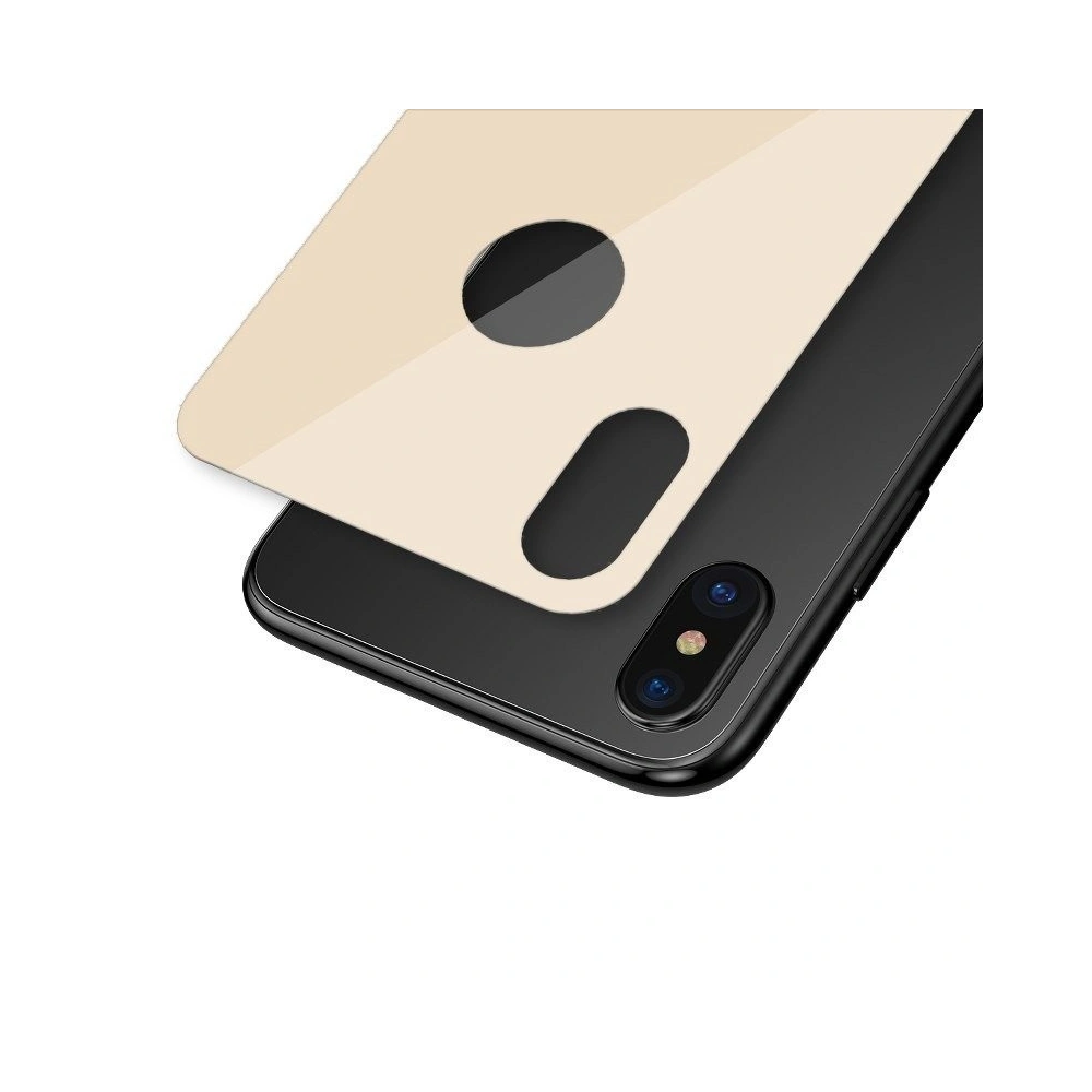 Szkło hartowane Baseus 0.3mm na tył obudowy iPhone X / XS - złote