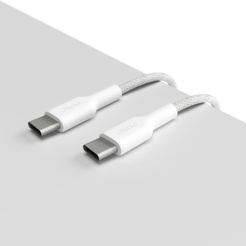 Kup Kábel PURO Fabric Ultra Strong nehéz igénybevételű USB-C/USB-C 1,2m (fehér) - PUR730 - {ean13} - Sklep Home Screen