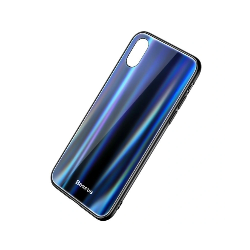 Etui Baseus Luster Case iPhone X / XS - czarno - niebieskie