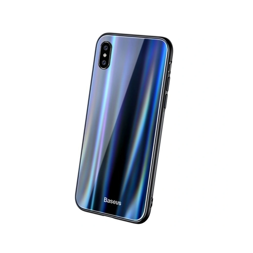 Etui Baseus Luster Case iPhone X / XS - czarno - niebieskie
