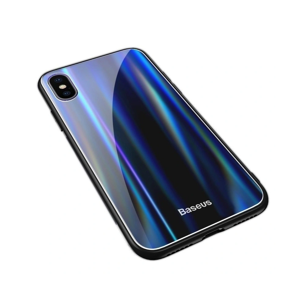 Etui Baseus Luster Case iPhone X / XS - czarno - niebieskie