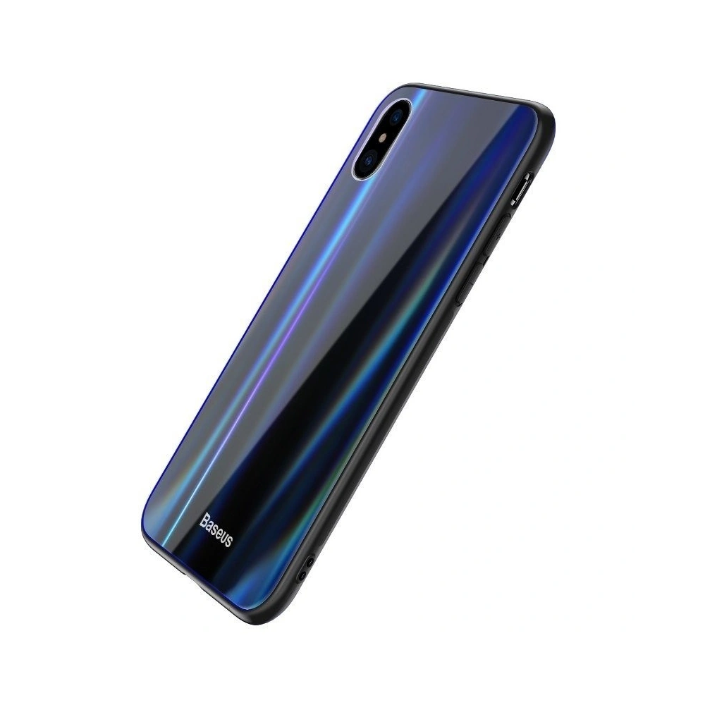 Etui Baseus Luster Case iPhone X / XS - czarno - niebieskie